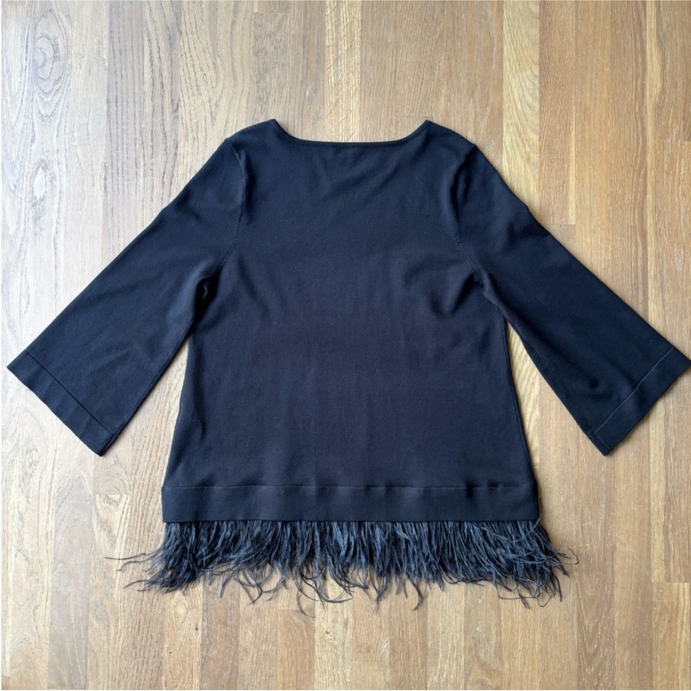 Chico's Elegant Black Feather Fringe Blouse